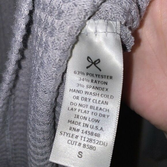 Everly Empire Waist Peplum Gray Waffle Sweater Sm - Picture 4 of 5